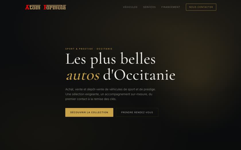 Page d'accueil du site Atom Formula