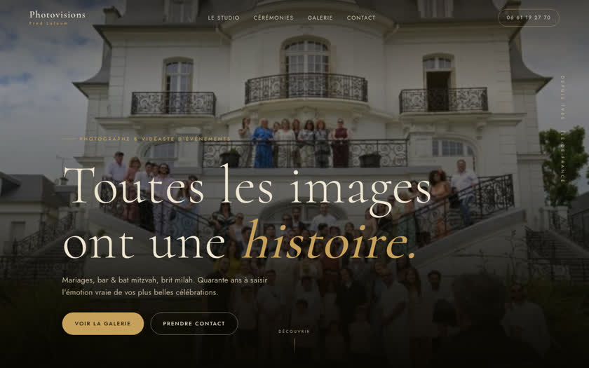Page d'accueil du site Photovisions